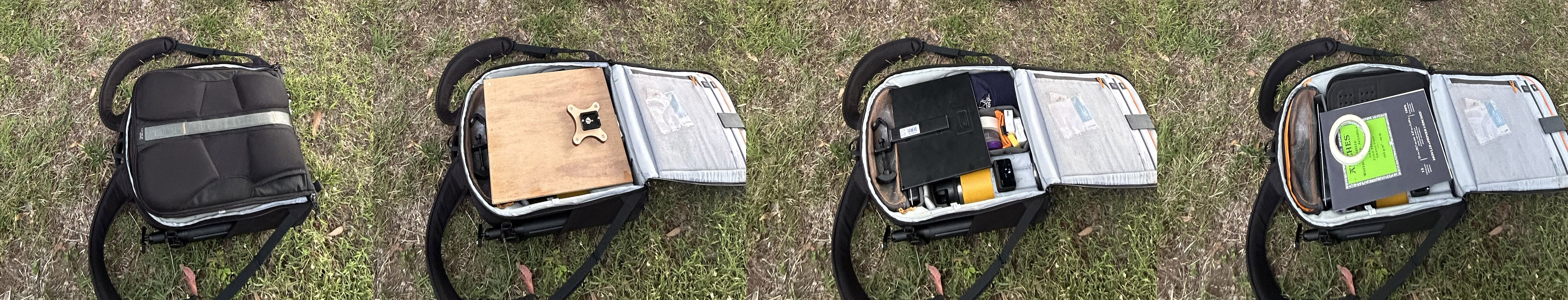 All materials in one backpack.