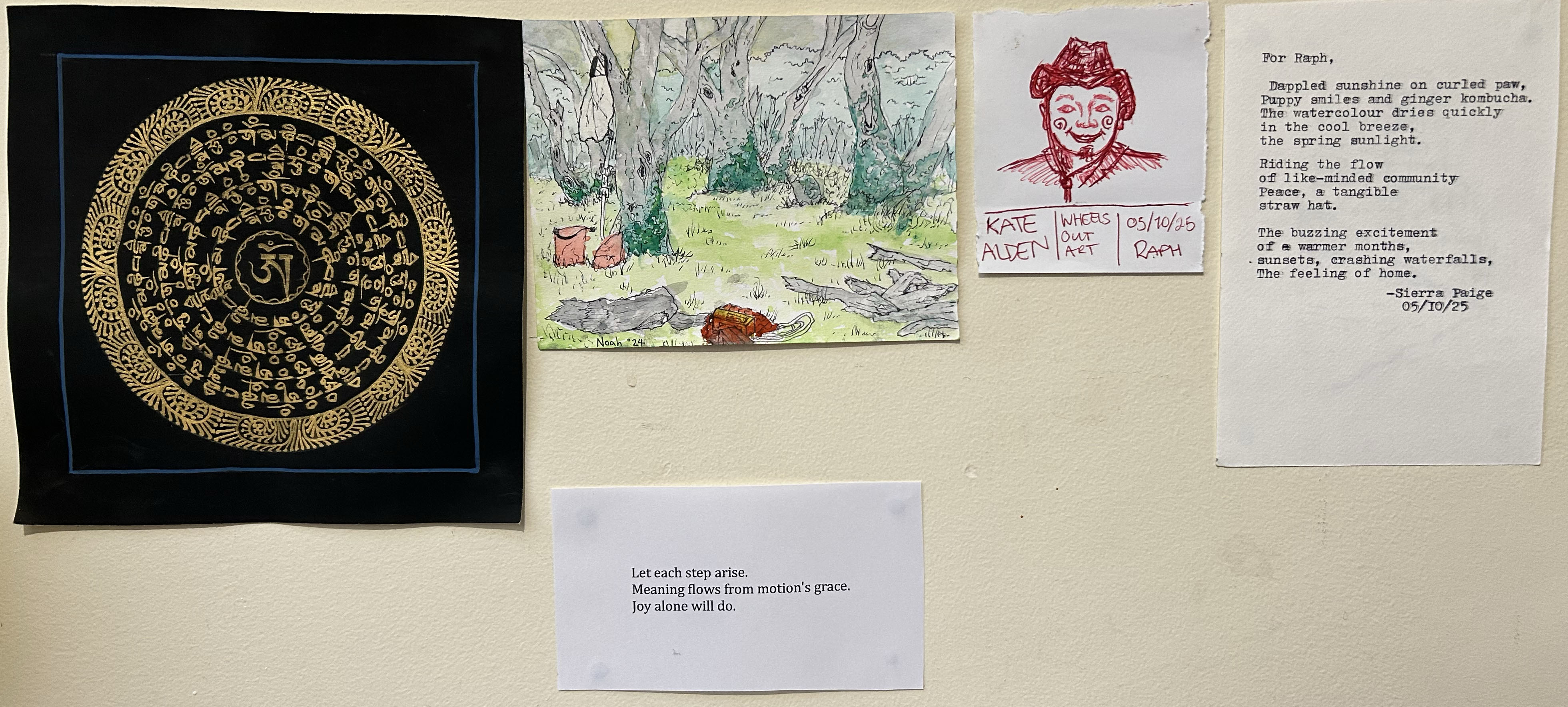 A slow-evolving wall of gifts from artist friends